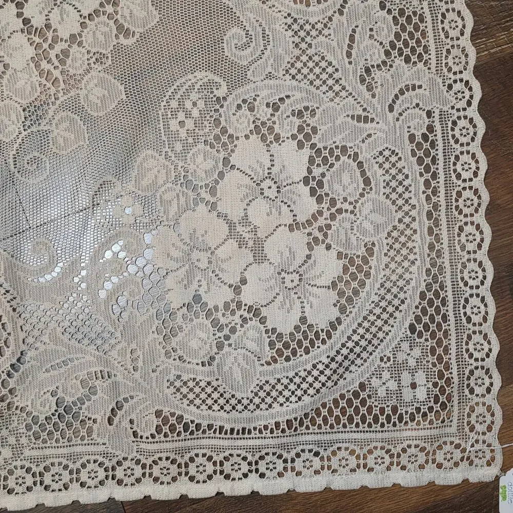 Vintage White Floral Lace Curtain Panel 55 x 77